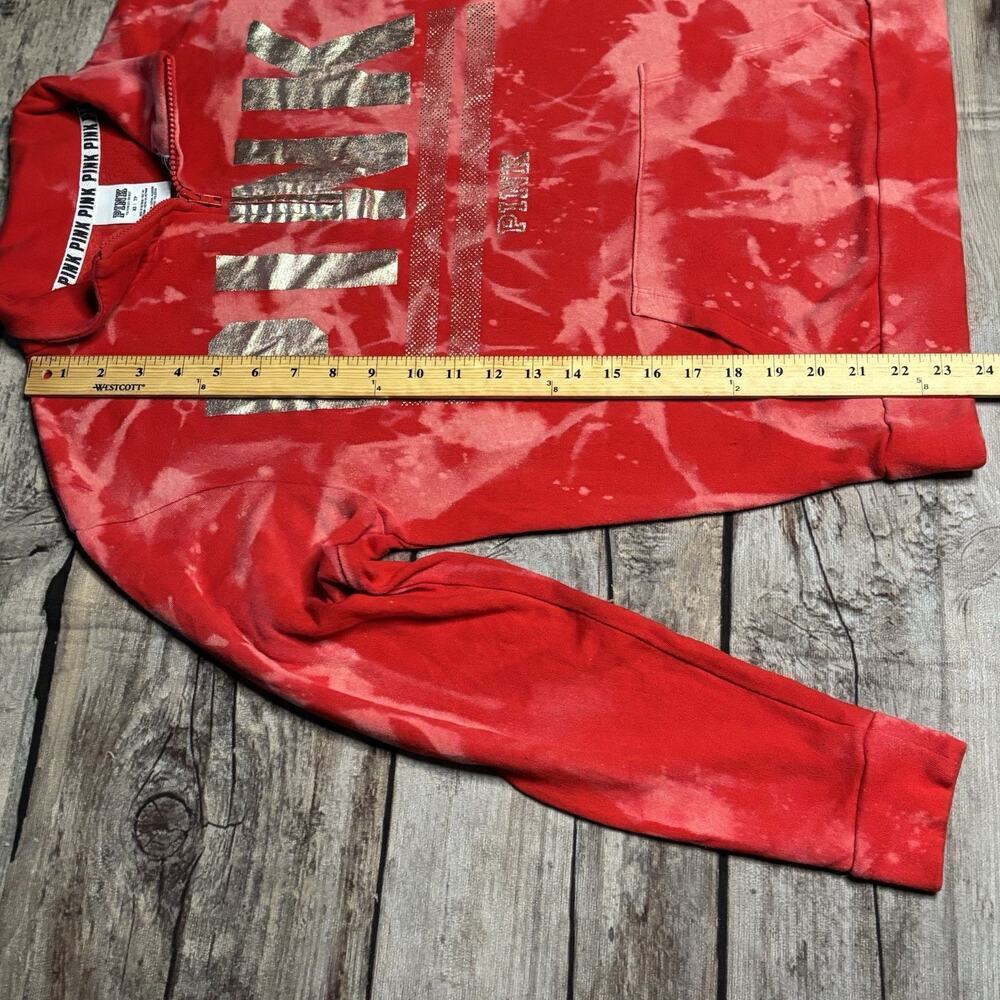 Victoria’s Secret PINK 1/4 Zip Sweatshirt Pullover Red Gold Women's Size XS - Picture 5 of 6